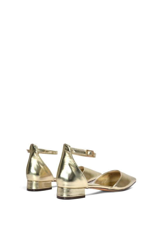 XY LONDON Low Heel Flat Pointed Toe Ankle Strap Court Shoes