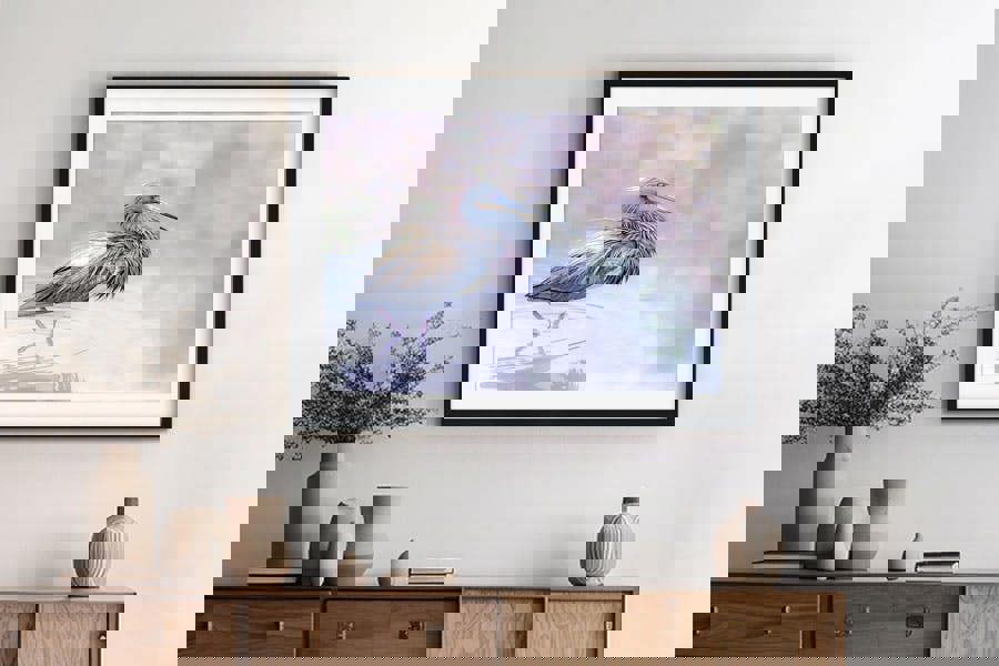 heron bird wall art print framed