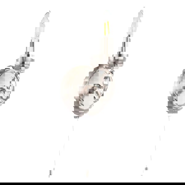 Traditional Satin Nickel Wall Light with Scroll Arm and Pull Switch Image 5