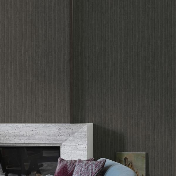 Grandeco Boutique Kalema Fabric Stripe Luxury Weight Embossed Wallpaper, Charcoal
