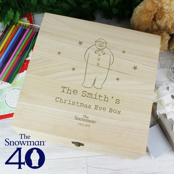 Personalised Memento Company Personalised The Snowman Large Wooden Christmas Eve Box
