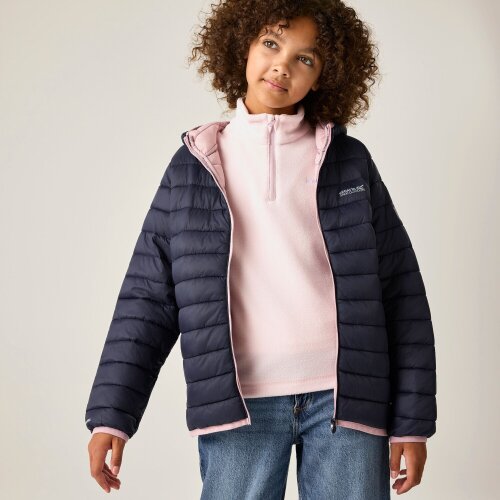 Regatta Kids Marizion Hooded Padded Jacket - Navy/Powder Lilac