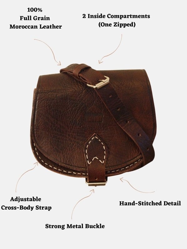 Berber Leather The Temara Small Saddle Bag in Dark Brown