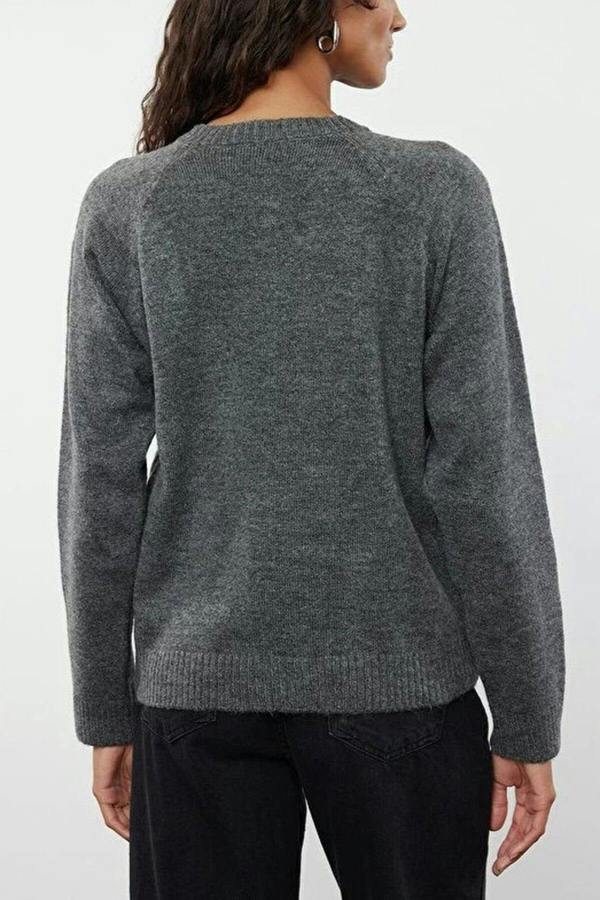 WOVCOR Soft-Textured Knit Sweater with Button Detail