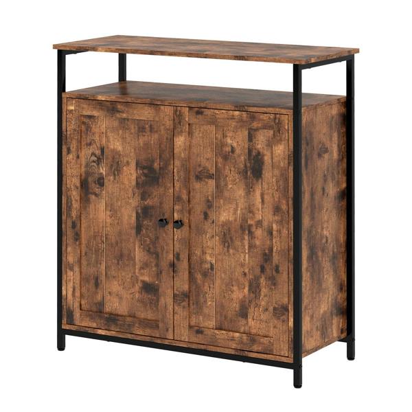 Levede Storage Cabinet Walnut 2 Doors Sideboard Adjustable Industrial Style