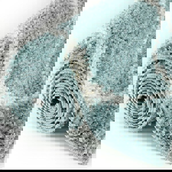 Moroccan Design Thick Shaggy Area Rugs Duck Egg Blue