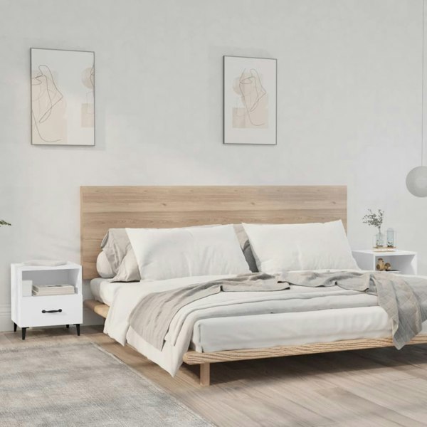 Berkfield Bedside Cabinets 2 pcs White Engineered Wood