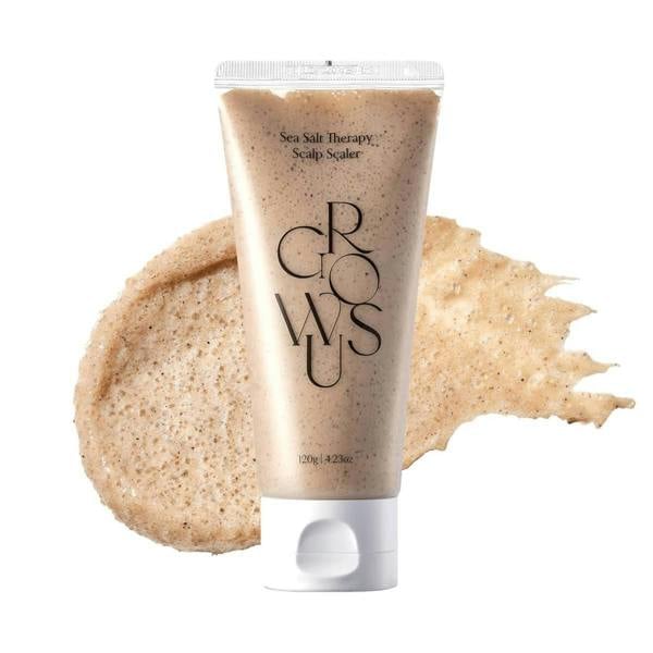GROWUS Sea Salt Therapy Scalp Scaler – 120g exfoliating treatment with 353,800ppm Sea Salt and mineral-rich Sea Water available at Atelier De Glow UK.