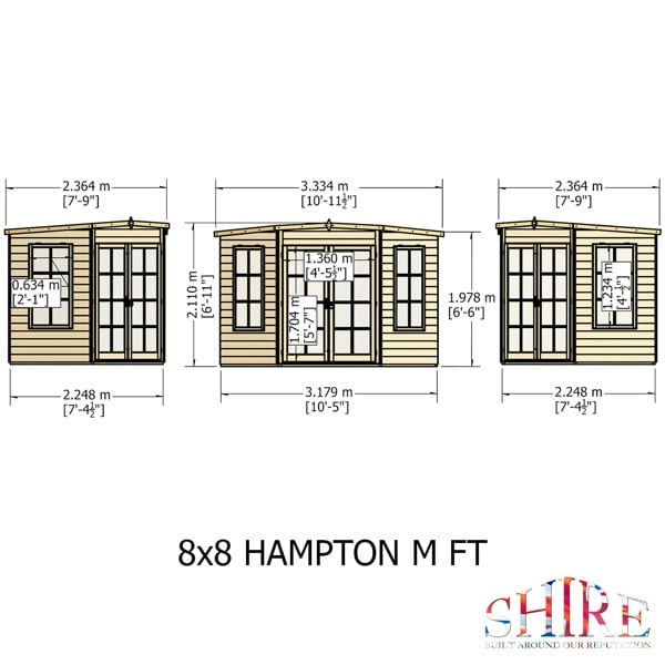 Shire Hampton 8x8 Corner Summerhouse 12mm Interlock Cladding - Best Shed