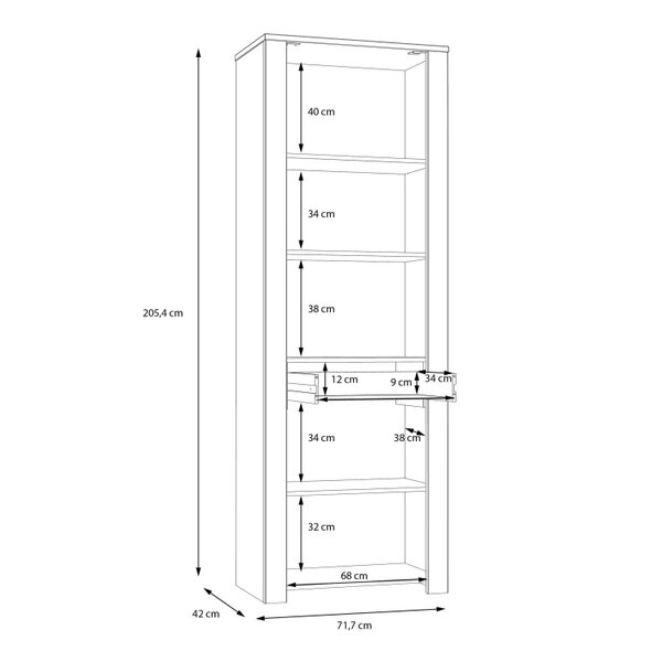 Wyld Haus Bramblecroft Grey and Natural Oak Wood Display Cabinet Door 1 Drawer Narrow