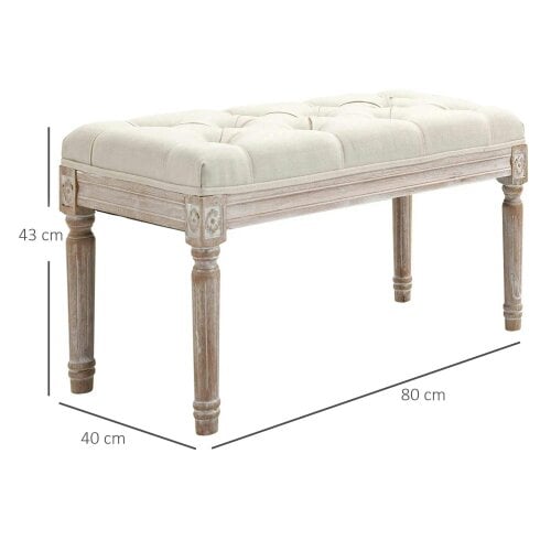80cm End of Bed Bench, Window Seat, Tufted Bench for Bedroom, Hallway, Living Room, Cream White