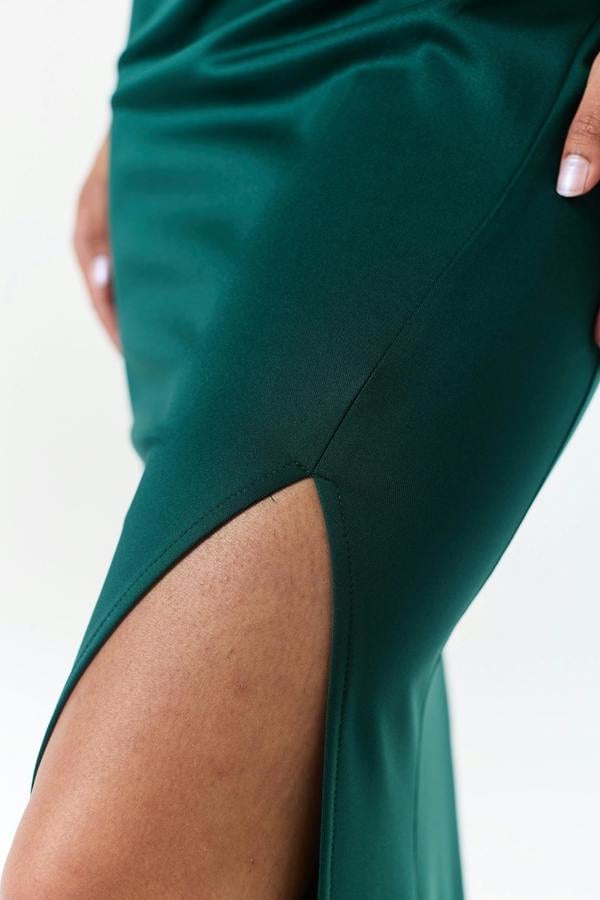 LuvForever Green One Shoulder Side Slit Maxi Dress