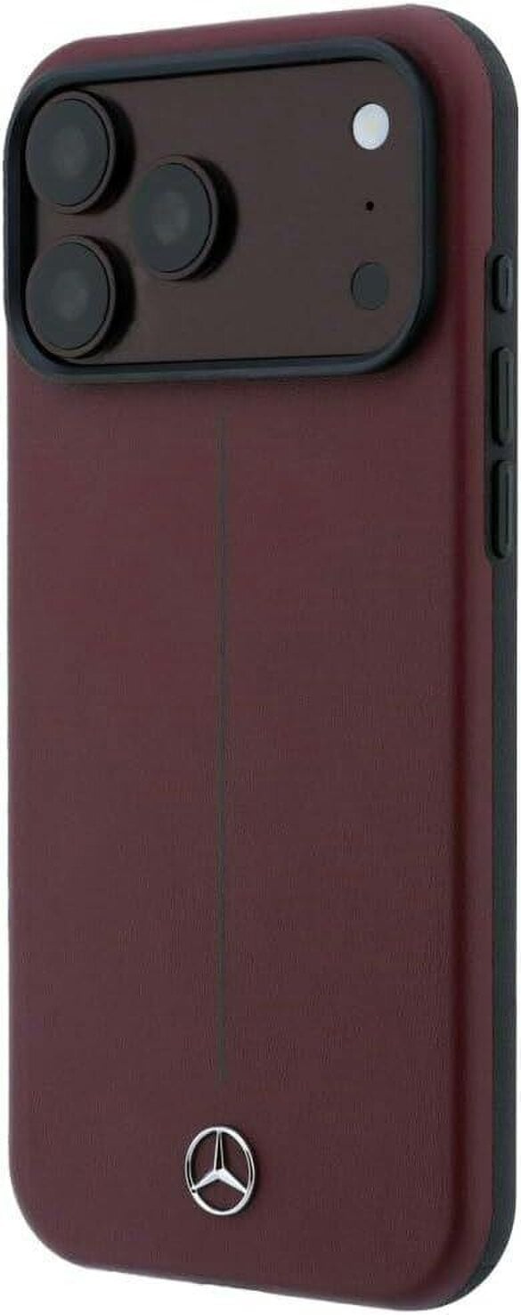 Mercedes Leather Semi Wrap Iconic Line Case with MagSafe for iPhone 17/18 Pro Max 6.9" Burgundy - MEHMP18X25PFWSTR