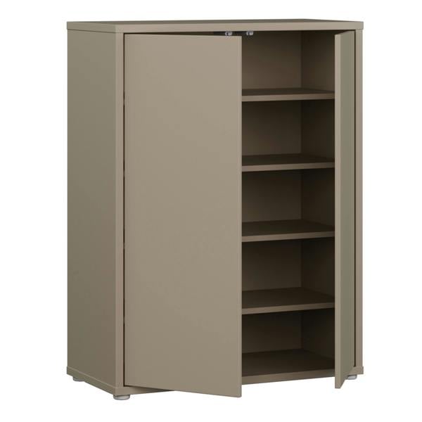 Furniture To Go Alice Springs Shoe Cabinet with 2 Doors Push-to-Open in Taupe