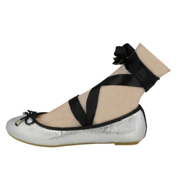 Spot On Ladies Spot On Tie Up Leg Ballerina Shoes