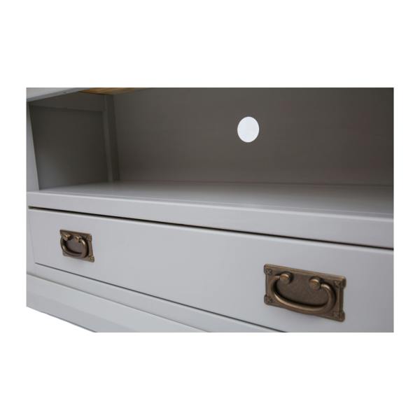 Cabinet Bits Loreo Light Grey 1 Drawer TV Cabinet Brass Drop Handle