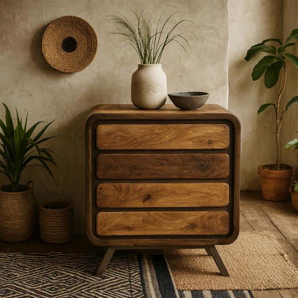Wyld Haus Los Angeles Reclaimed Wood and Metal 4 Drawer Wide Storage Chest