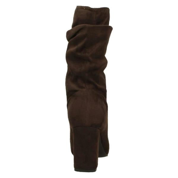 Spot On Ladies Spot On Mid Block Heel Calf Rouched Boots F51238