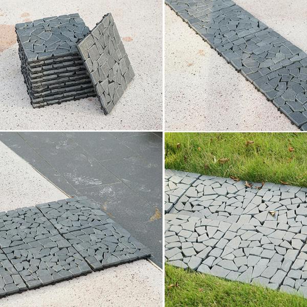 Gr8 Garden Grey Stone Effect Interlocking Deck Tiles 11 Piece Set