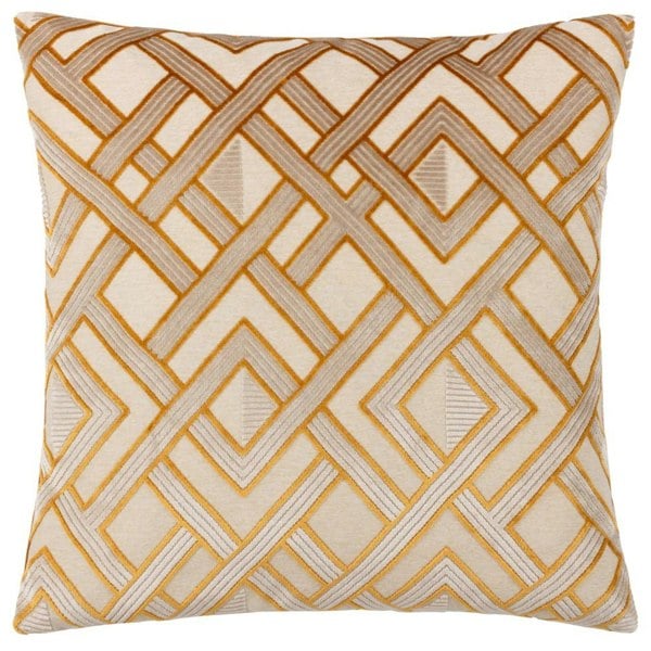 Paoletti Henley Jacquard Velvet Cushion Cover - Gold