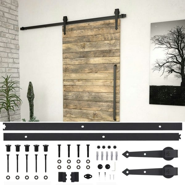 Berkfield Sliding Door SKIEN Hardware Kit 200 cm Steel Black