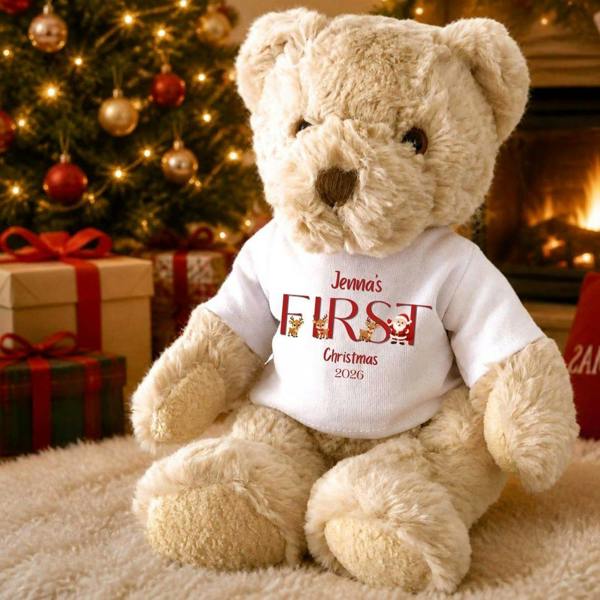 Personalised First Christmas Santa Team Baby Gift Box - Teddy & Vest