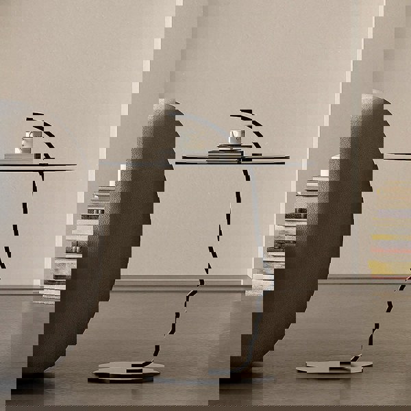 Theobald Face Side Table, Carbon Steel Rack & Tempered Glass-Rit Concept-Rit Concept