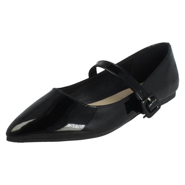 Savannah Ladies Savannah Pointed Toe Buckle Fastening Flat Smart Shoes F80586