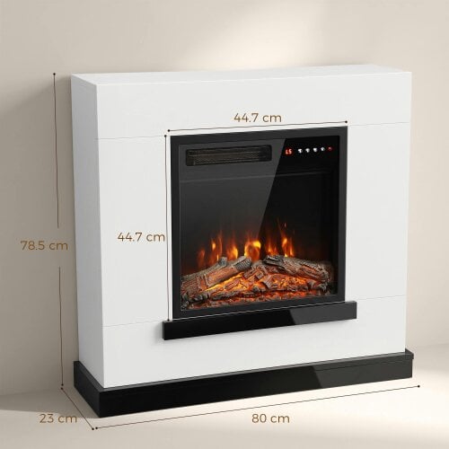 HOMCOM Freestanding Electric Fireplace Suite, 32", 900W/1800W, White