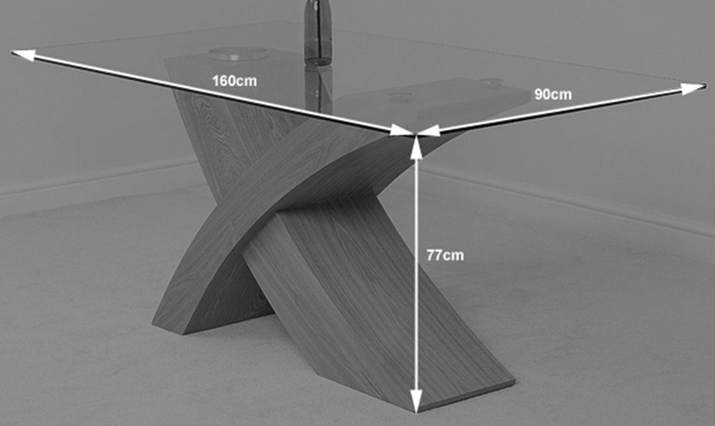 That's Furniture Valencia X Shape Glass Dining Table - 160cm Oak