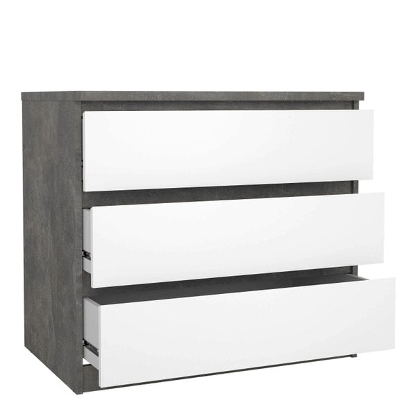 Wyld Haus Budapest Concrete Effect and White Wooden Chest 3 Drawers