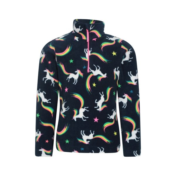 Mountain Warehouse Kids Endeavour Unicorn Half Zip Fleece Top - Blue