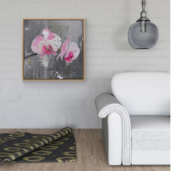 Warren Reed Pink Orchids Splash Art Framed Canvas