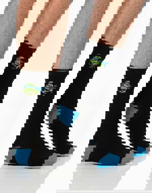Teenage Mutant Ninja Turtles Mens Black Calf Socks Set of 5