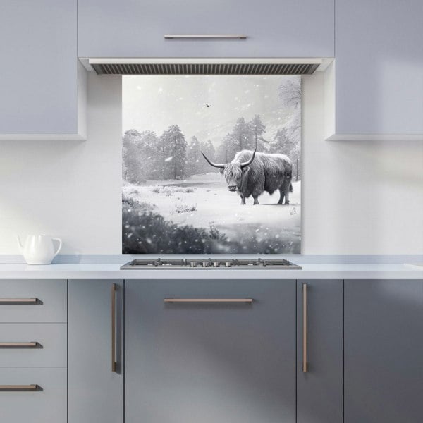 Warren Reed - Designer Snow Storm Highland Cow Kitchen Splashback