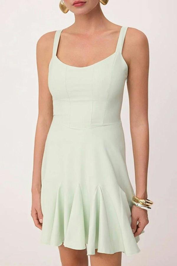 WOVCOR A-Line Lined Short Dress with Corset Detail