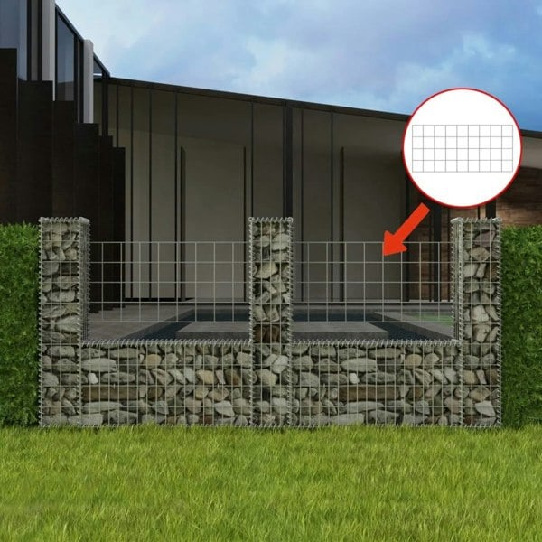 Berkfield Gabion Basket U-Shape Galvanised Steel 240x20x100 cm