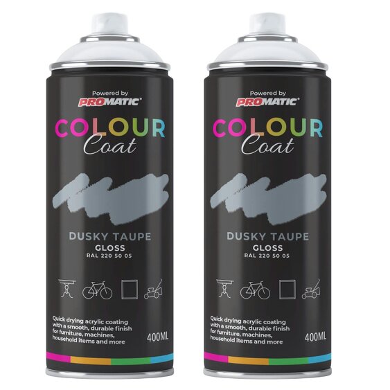 Colour Coat 2X Dusky Taupe RAL 220 50 05 Gloss Spray Paint 400ml