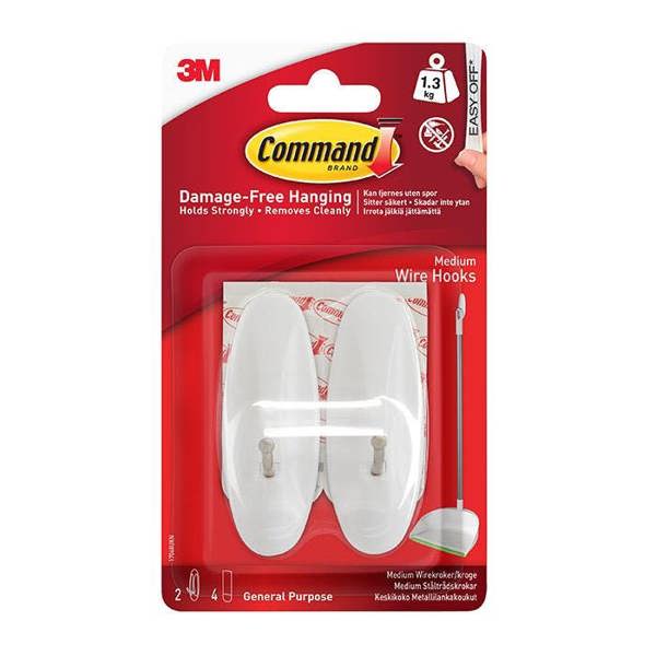 Command 17068 Medium Wire Hooks 1.3kg 2pk - One Colour - 