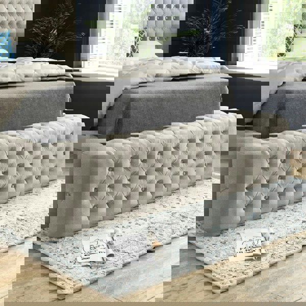 Casa Magna Grand Milan Pleated Upholstery Bed Frame - Cream