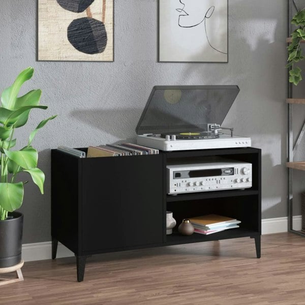 Berkfield Record Cabinet Black 84.5x38x48 cm Engineered Wood