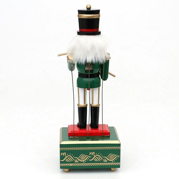 30cm Wooden Musical Animated Nutcracker Soldier Christmas Ornament, Hand Painted Festive Table Decoration image 1