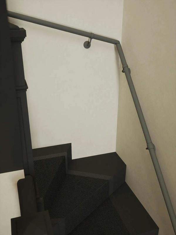 Luddington Textured Grey Double Winder Handrail showing an elbow with a turn and rise