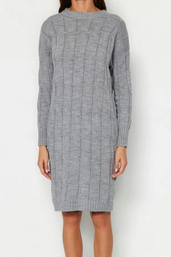 WOVCOR Mini Crew Neck Knit Dress
