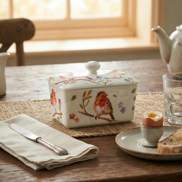 Garden Greatness British Robin Design Butter Dish