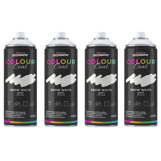 Colour Coat 4X Snow White RAL 9010 Matt Spray Paint 400ml