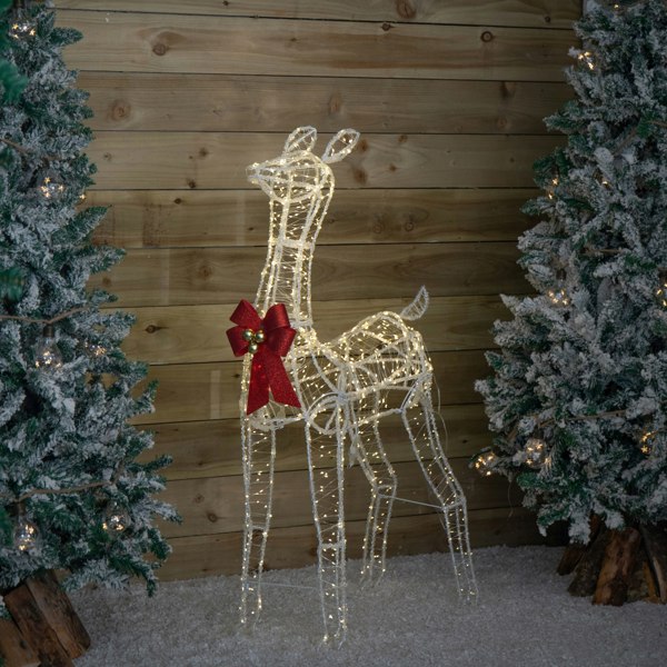 Samuel Alexander 1.24m Light up Acrylic Christmas Deer Decoration with Red Bow and 880 Warm White LEDs