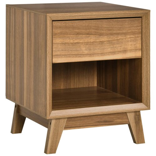 Wyld Haus Novafa Walnut Brown Bedside Table With Drawer And Shelf Storage