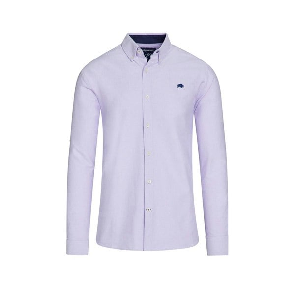 Raging Bull Mens Oxford Classic Long-Sleeved Shirt - Purple