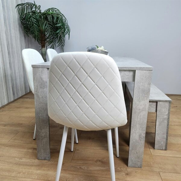 Kosy Koala Wooden Rectangle Dining Table Sets with Set of 4 Chairs, a Bench, Grey and White